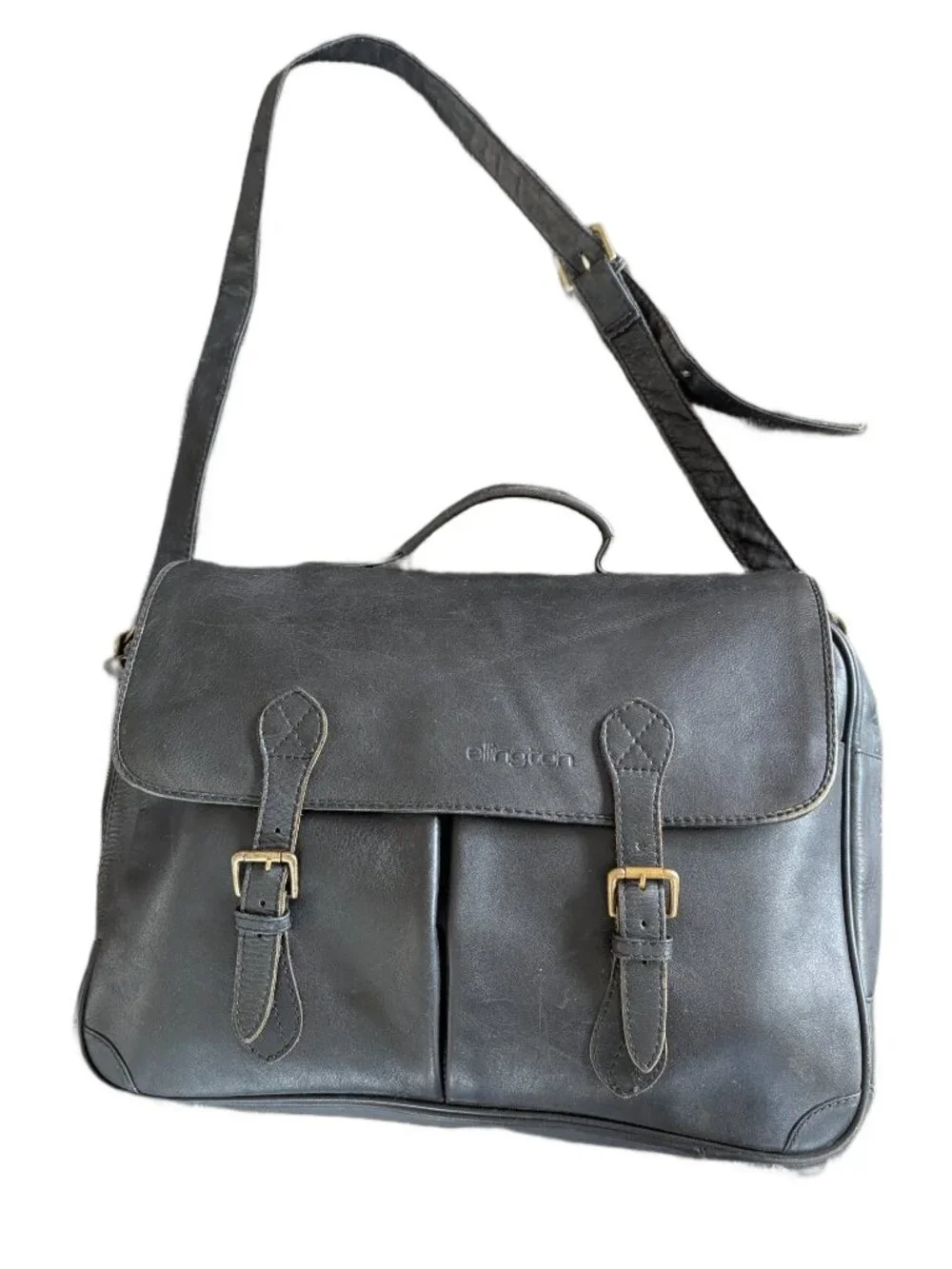 Ellington Black Leather Shoulder Bag/Briefcase - Portland OR adjustable strap